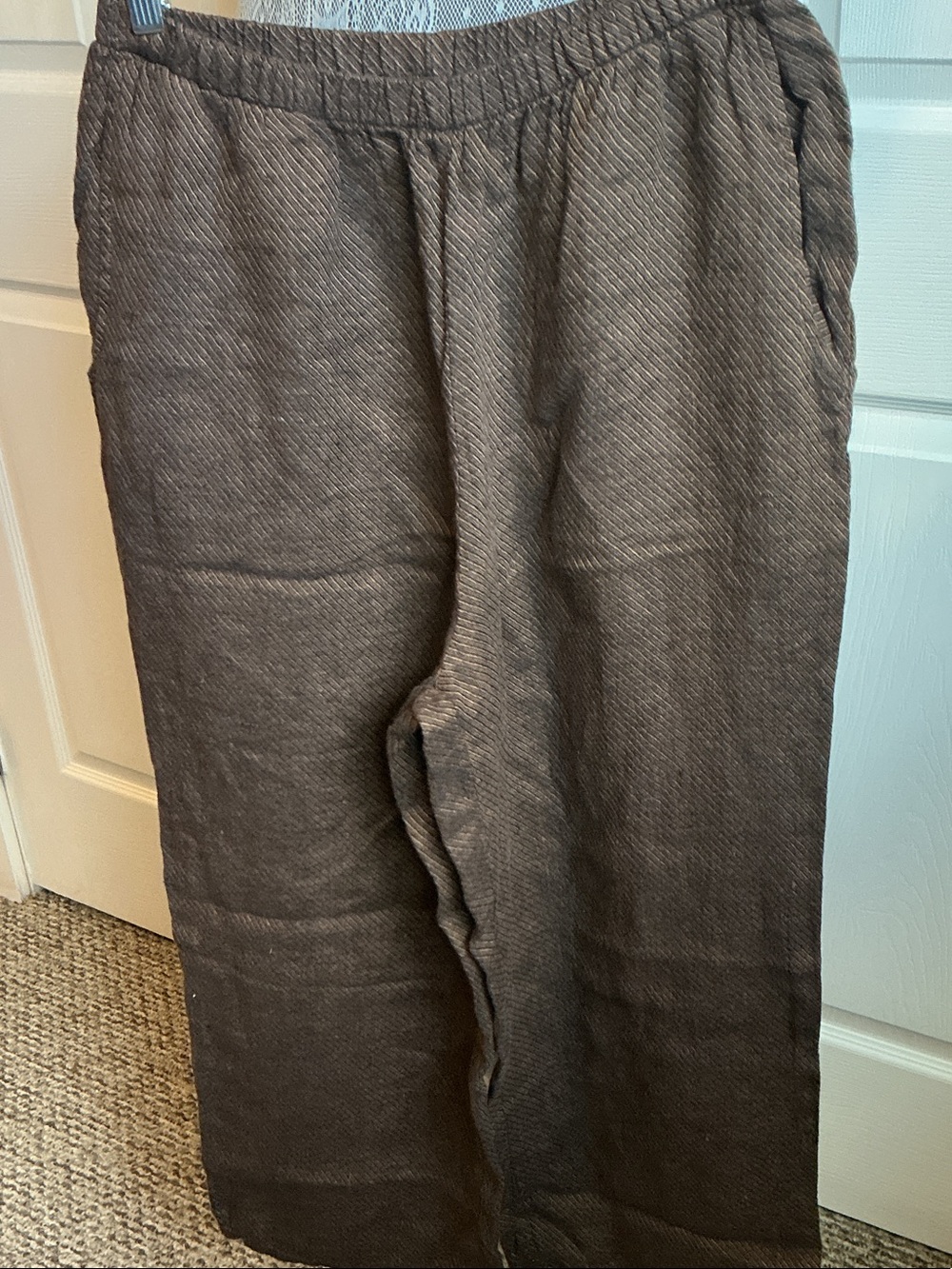 Flax Wide-Leg Pants in Dark Brown